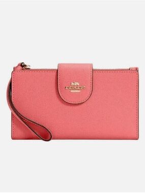 Coach Pink Leather Tech Phone Wallet Wristlet